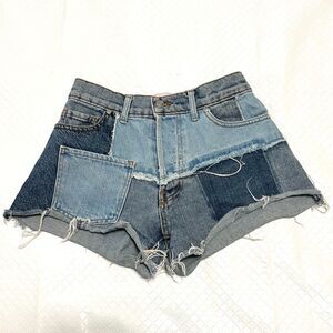 Revice Matchmaker Shorts Patchwork Denim Distressed Cutoffs Festival Size 26